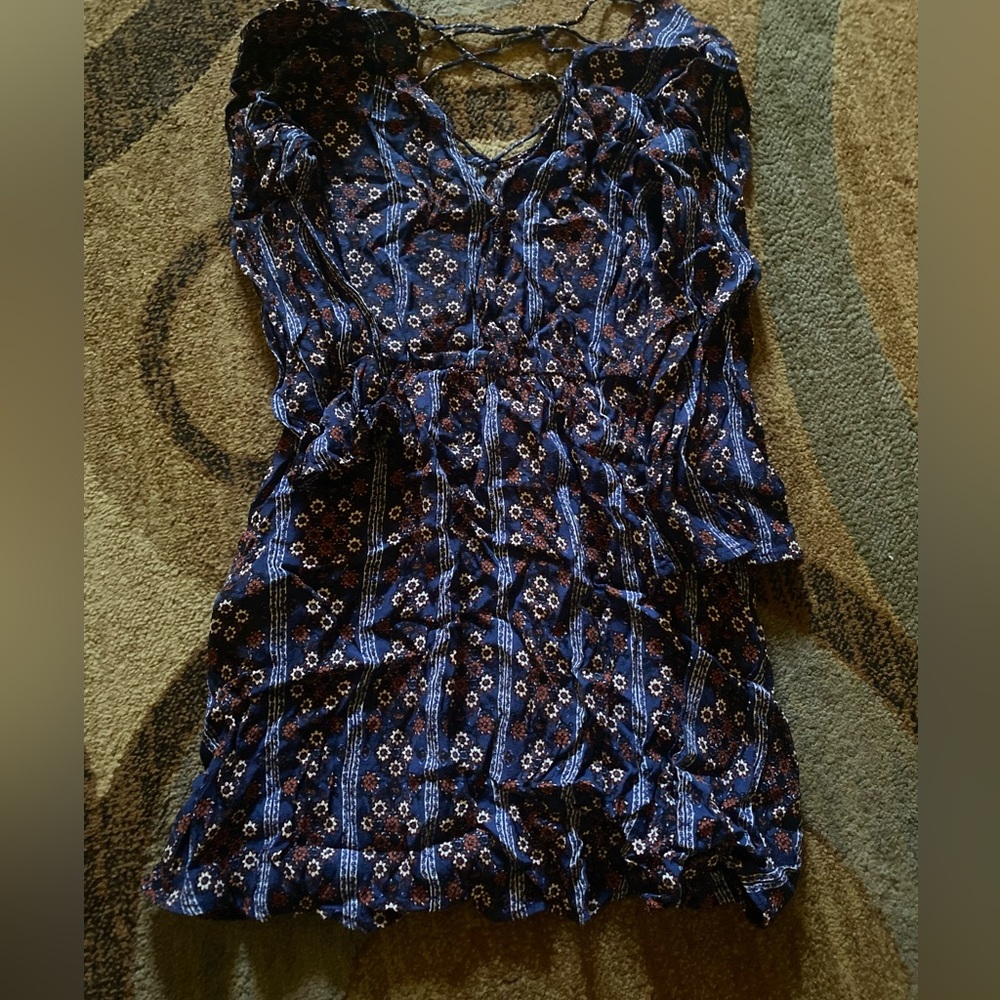 Strappy Floral Blue Dress